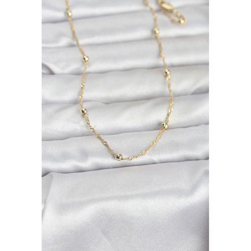 CM 14K Gold Renk Burgu ve Top Zincirli Model 60 cm Kadın Kolye