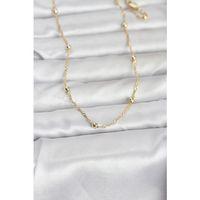CM 14K Gold Renk Burgu ve Top Zincirli Model 60 cm Kadın Kolye