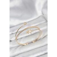 Yıldızlı Model Pirinç Gold Renk Kadın Bileklik