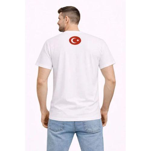 Erkek TÜRKİYE Baskılı Tişört Ay Yıldız 2026 Dünya Kupası Taraftar Forma T-Shirt - Beyaz