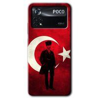 Potkal Hediye Fabrikası Poco x4 Pro Kılıf HD Desen Baskılı Arka Kapak - Atatürk Bayrak