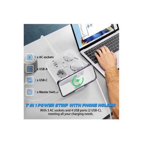 Akım Korumalı Anahtarlı Priz - 3x Priz - 2x Usb - 2x Type-c - 2 Mt Kablo Hızlı Şarj Özellikli Siyah