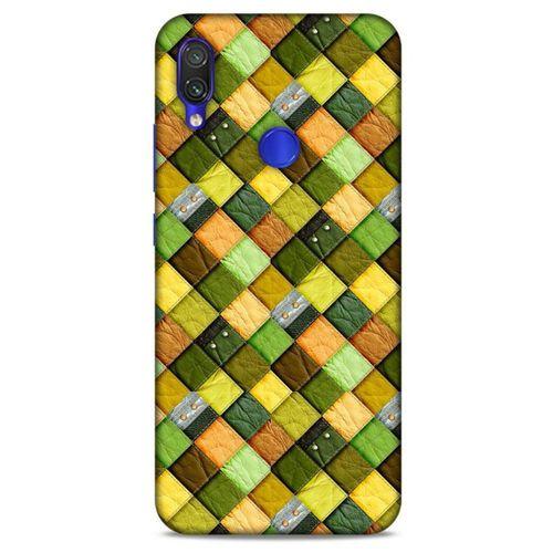 Xiaomi Redmi Note 7 Kılıf Patchwork (49) Ultra Silikon Kılıf Sarı Yeşil