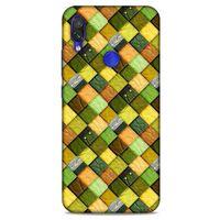 Xiaomi Redmi Note 7 Kılıf Patchwork (49) Ultra Silikon Kılıf Sarı Yeşil