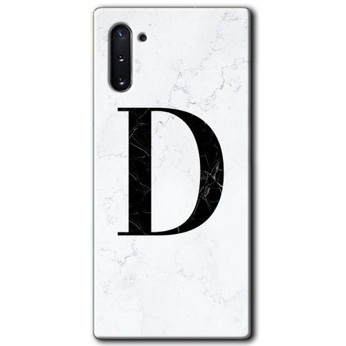 Potkal Hediye Fabrikası Samsung Galaxy Note 10 Kılıf HD Desen Baskılı Arka Kapak - Beyaz Mermer Desenli D Harfi