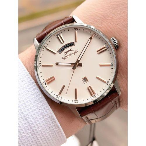 Slazenger Erkek Deri kordon Bileklik Hediyeli 2 Yıl Garantili Suya Dayanıklı Kol Saati VS.BLKT.0758