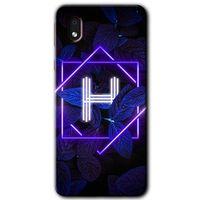 Samsung Galaxy A01 Core Kılıf Baskılı Kapak - Dark Neon Yaprak H Harfi + 5D Tam Kaplayan Cam