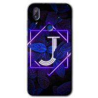 Vestel E5 Kılıf HD Desen Baskılı Arka Kapak - Dark Neon Yaprak J Harfi + Kırılmaz Cam