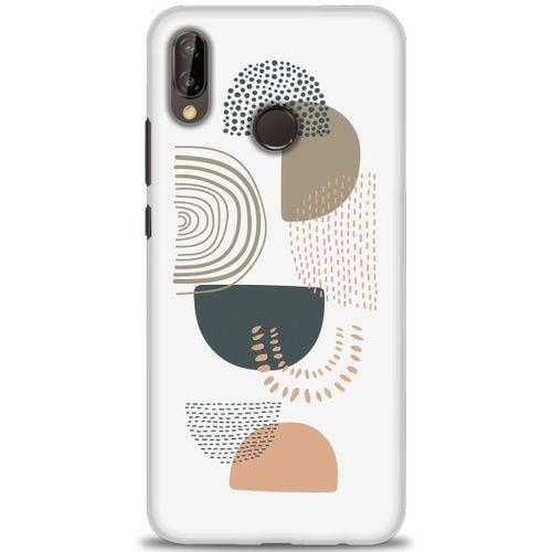 Huawei P20 Lite Kılıf HD Baskılı Kılıf - Turuncu Yarım Daire + Tam Ekran Koruyucu