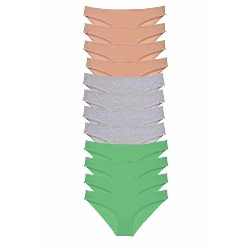 12 adet Süper Eko Set Likralı Kadın Slip Külot Ten Gri Yeşil