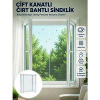 Çift Kanatlı Cırt Bantlı Pencere Sinekliği Kolay Montajlı Beyaz File