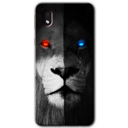 Potkal Hediye Fabrikası Samsung Galaxy A01 Core Kılıf HD Desen Baskılı Arka Kapak - Fire and Ice Lion