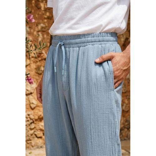 Hafif ve Rahat Müslin Baggy Erkek Pantolon - Soğuk Mavi