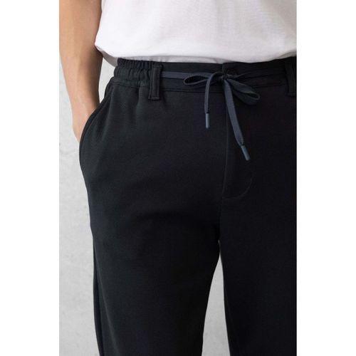 Akira Örme Pike Kumaş Beli Lastikli Fermuarlı Erkek Pantolon - Koyu Gri