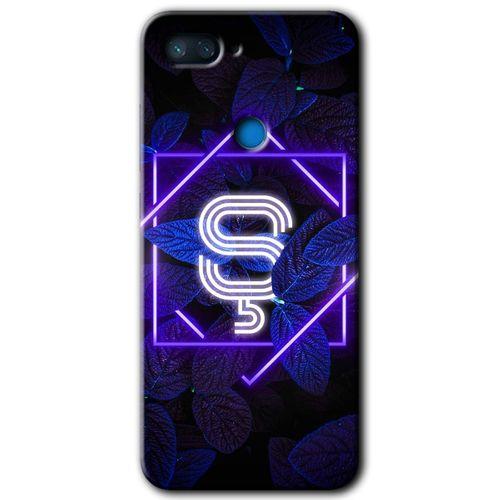 Xiaomi Mi 8 Lite Kılıf HD Desen Baskılı Arka Kapak - Dark Neon Yaprak Ş Harfi