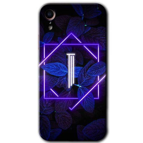 iPhone XR Kılıf Baskılı Kapak - Dark Neon Yaprak I Harfi +Tam Ekran Koruyucu