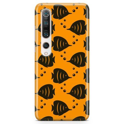 Xiaomi Mi 10 Pro Kılıf Sarı Siyah Balıklar Arka Kapak Koruma Desenli Full Koruyucu