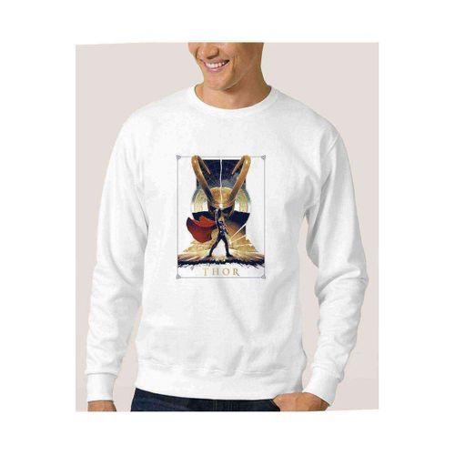 Thor Baskılı Beyaz Erkek Sweatshirt