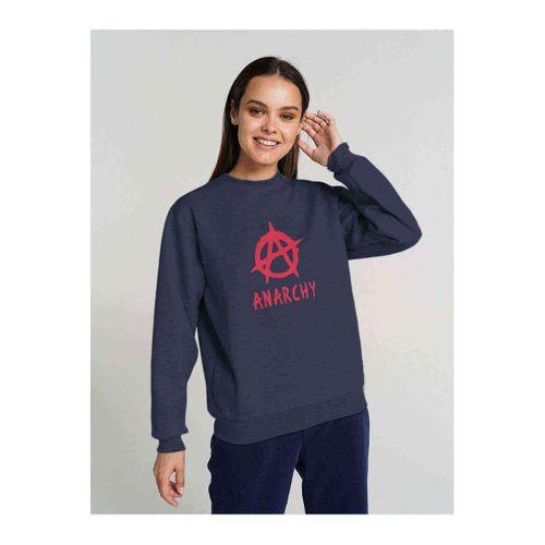 ANARCHY Baskılı Indigo Mavi Kadın Sweatshirt