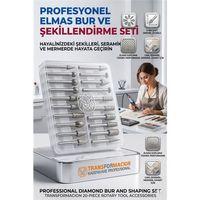 20 Parça Elmas Gravür Ucu Seti, Cam Oyma Mermer Şekillendirme Freze Uçları 6mm Şaft 723163