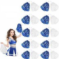 Mavi Beyaz Metalik Dolgun Gösteri Ponponu 20 Adet (10 Çift)