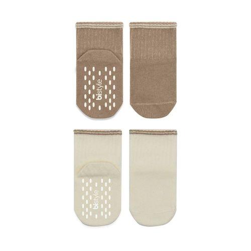 Bistyle Bistyle Çemberli Basic Penye Kaymaz Soket Çorap 2li 10146 Kahve
