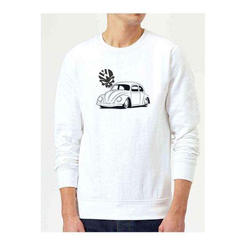 Tosba Skull Baskılı Beyaz Erkek Sweatshirt