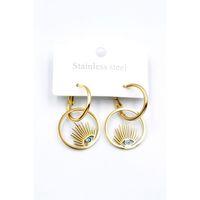 Göz Çelik Halka Küpe - Altın