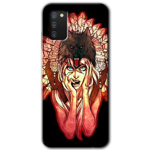 MRCİLETİSİM Samsung Galaxy A02s Kılıf Baskılı Kapak - Kurt Kız + 5D Tam Kaplayan Cam