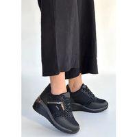 Geja Siyah Cilt Bağcıklı Spor Ayakkabı