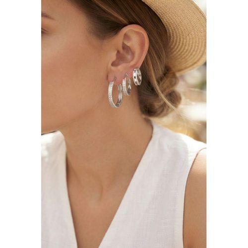 3 lü Set Gümüş Renk Halka Model Küpe