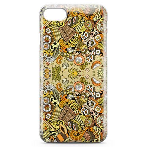 Apple iPhone 7 Kılıf Japon Yemekleri Doodle Arka Kapak Koruma Desenli Full Koruyucu