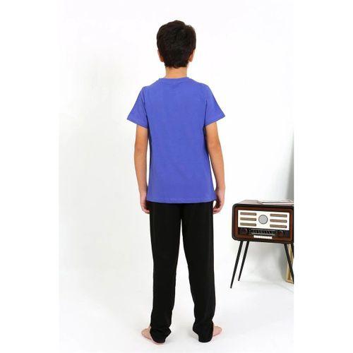 Erkek Çocuk Kısa Kol Penye Pijama Takım Saks