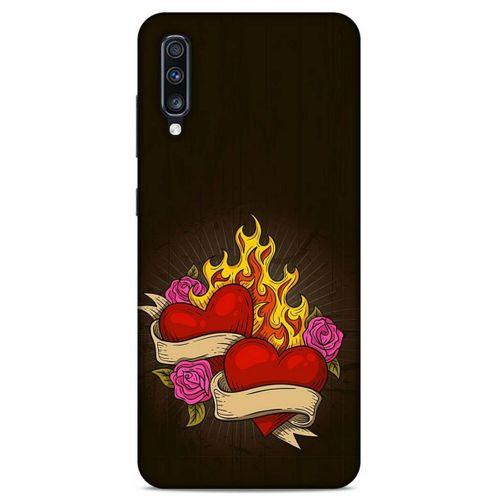Lopard Samsung Galaxy A70s Uyumlu Kılıf Tattoo's (14) Lansman Kılıf Çift Kalp