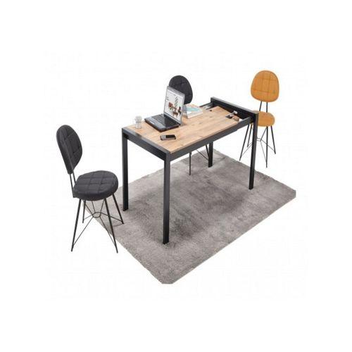 Star Modern Atlantik Çam Açılabilir Metal Kasa, Ahşap Yemek Masası