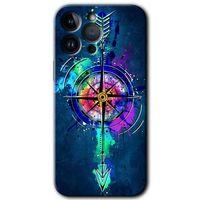 Potkal Hediye Fabrikası Potkal Hediye Fabrikası iPhone 14 Pro Max Kılıf HD Desen Baskılı Arka Kapak - Temperli Cam - Gizemli Pusula