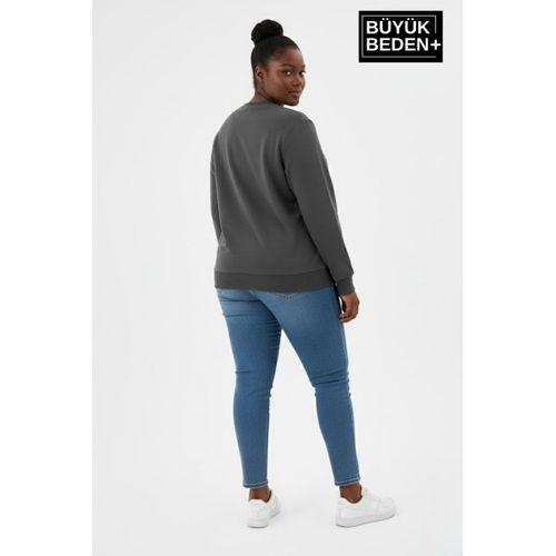 Kadın Büyük Beden MİLANO İTALiA Baskılı Bisiklet Yaka Sweatshirt SPR26BSWK956-9