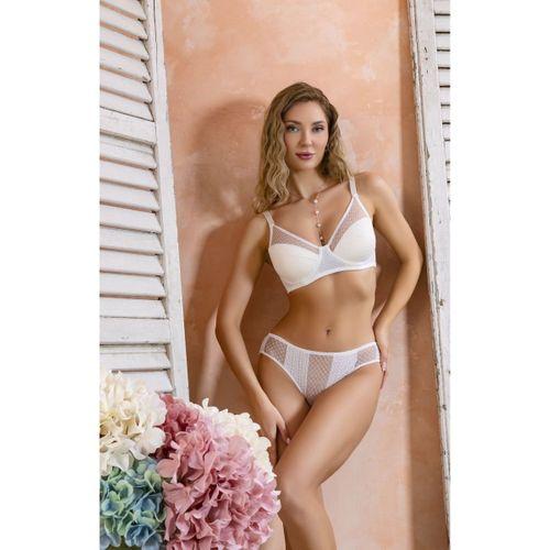 Desteksiz Sütyen Slip Külot Takım Ekru