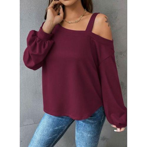 Kadın Uzun Kollu Tek Omuz Askı Detay Salaş Dalgıç Bluz