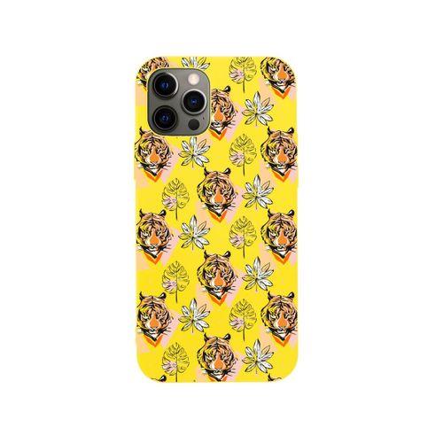 iPhone 12 Pro MAX Tiger Premium Silikonlu Sarı Telefon Kılıfı