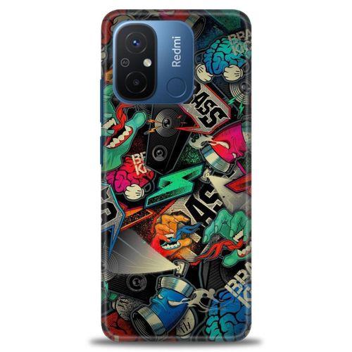 Xiaomi Redmi 12C Kılıf HD Baskılı Kılıf - Bass + Tam Ekran Koruyucu