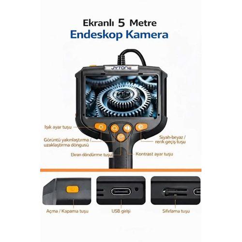 Monitörlü Tek Kameralı 5 Mt Sert Kablo Yılan Endoskop Kamera 5,5 Mm 4.3 Inc Ekran Ip67 Su Geçirmez