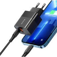 Mcdodo Ch-1952 20w 1xtype-c Ve 1xusb Girişli Şarj Adaptörü + Type-c To İphone Kablo - Siyah
