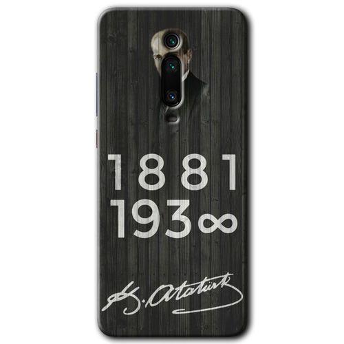BeRa Aksesuar Xiaomi Mi 9T Kılıf Baskılı Kapak - Atatürk Ahşap İmza +Tam Kaplayan Mat Seramik