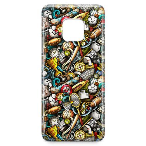 Huawei Mate 20 Pro Kılıf Basket Futbol Doodle Arka Kapak Koruma Desenli Full Koruyucu