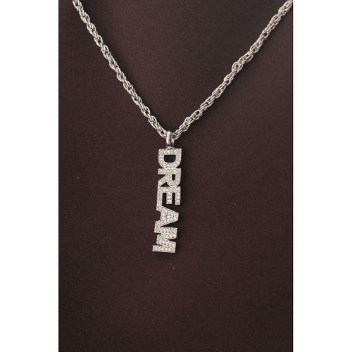 Gümüş Renk Zirkon Taşlı Rüya Yazılı Kolye