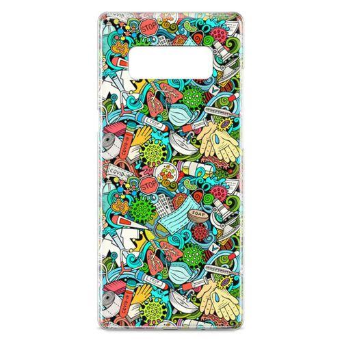 Samsung Galaxy Note 8 Kılıf Covid-19 Doodle Arka Kapak Koruma Desenli Full Koruyucu