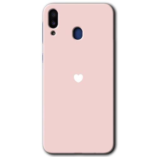 MRCİLETİSİM Samsung Galaxy M10 Kılıf HD Desen Baskılı Arka Kapak + Temperli Cam - Sade Kalp