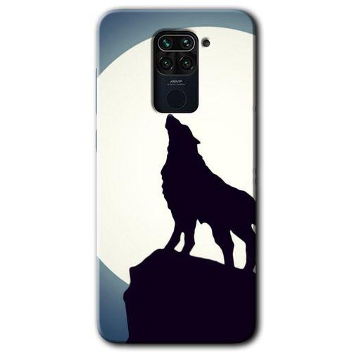 Redmi Note 9 Kılıf HD Desen Baskılı Arka Kapak - Dolunay Bozkurt + Kırılmaz Cam