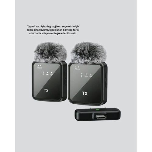 Vlog Podcast Ve Röportajlar İçin Kablosuz Çift Yaka Mikrofon